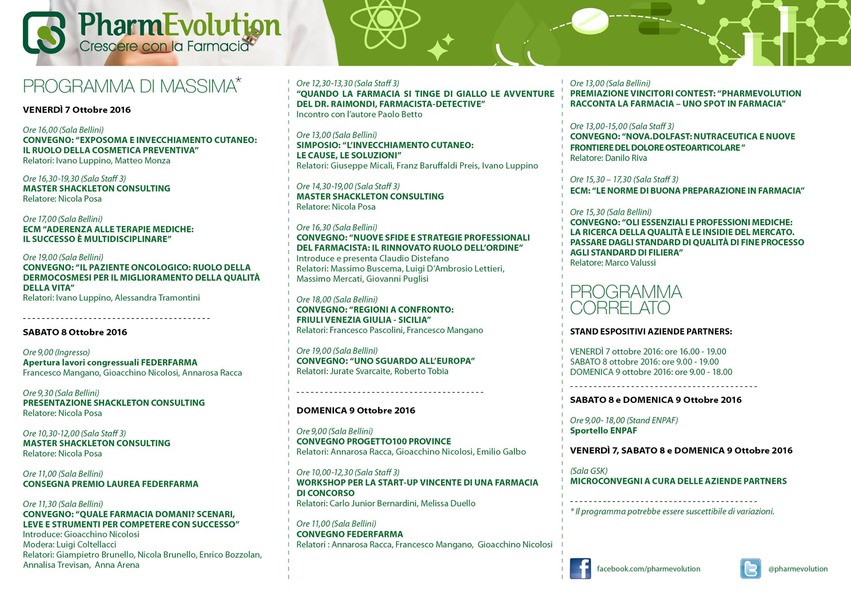Programma PharmaEvolution 2016